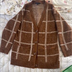 Cyrus windowpane Brown Plaid Women's Sweater